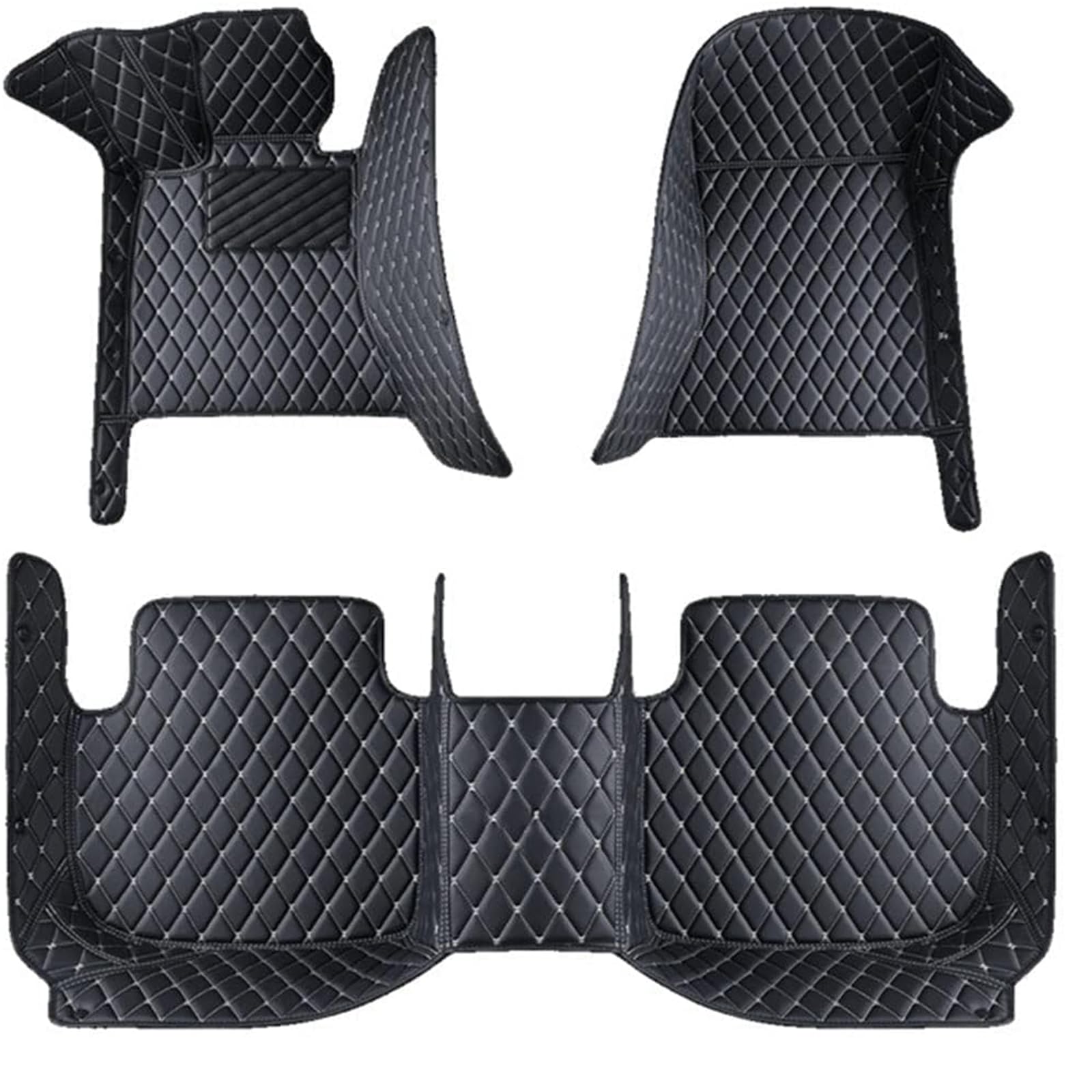 Nach Maß Auto FußMatten für Ford Ranger 2015-2023(LHD), Individuelle Passform für Die Meisten Modelle Kunstleder Fussmatten wasserdichte,C Black+beige von YJTYC