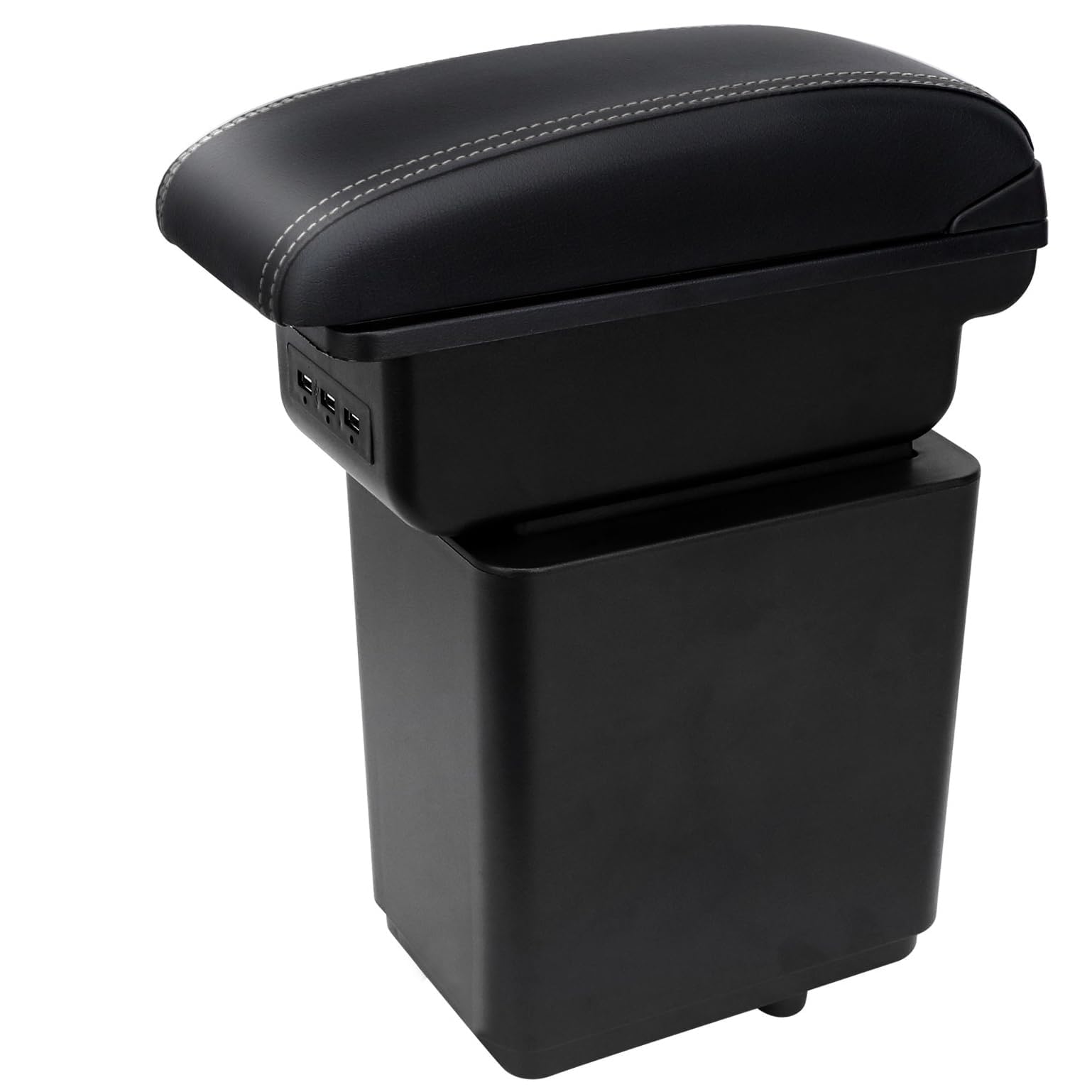 Auto Armlehnen für Berlingo 2010-2020 Doppelschicht Mittelkonsole Große Aufbewahrungsbox mit 3 USB-Ladeanschluss Schwarz mit weißen Nähten Auto Armlehnen für Berlingo 2010-2020 Doppelschicht Mittelkonsole Große Aufbewahrungsbox mit 3 USB-Ladeanschluss Schwarz mit weißen Nähten von YJYWZH