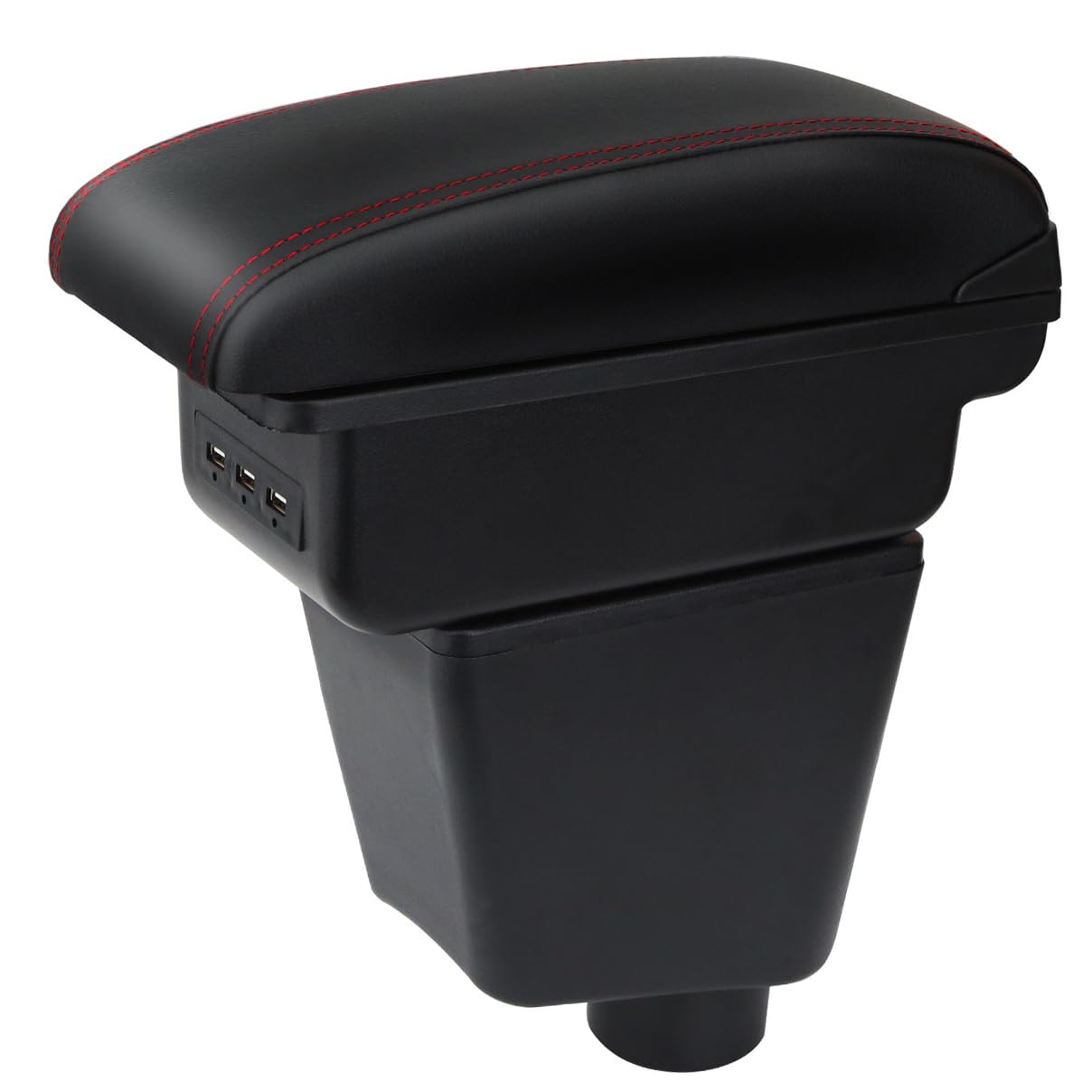 Auto Armlehnen für Captur Kaptur 2013-2017 Doppelschicht Mittelkonsole Große Aufbewahrungsbox mit 3 USB-Ladeanschluss Schwarz mit roten Nähten von YJYWZH