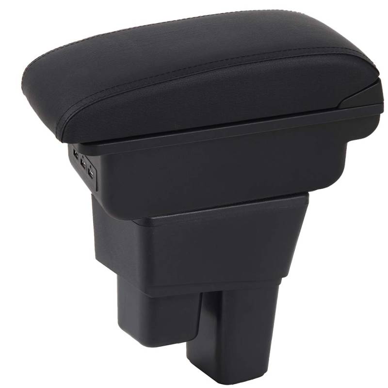 YJYWZH Auto Armlehnen für HONDA Fit Jazz 2009-2013 Doppelschicht Mittelkonsole Große Aufbewahrungsbox mit 3 USB-Ladeanschluss Schwarze Nahte von YJYWZH