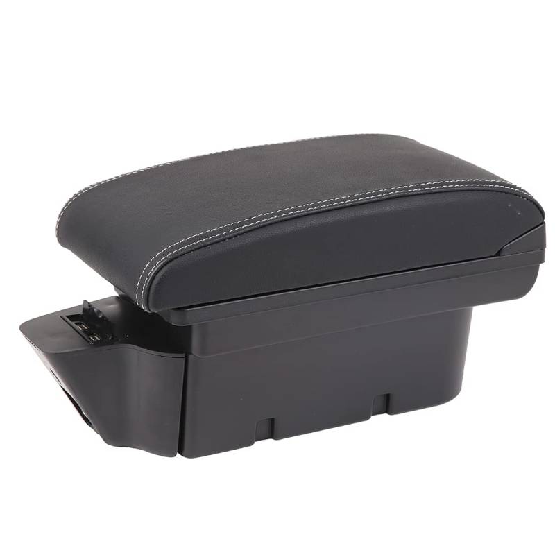 YJYWZH Doppelschichtige Armlehne für Toyota 86 Gt86 Armlehne Subaru Brz Scion FR-S 2012-2020 mit 3 USB-Anschlüssen Mittelkonsole Aufbewahrungsbox (Weiß Nahte) von YJYWZH