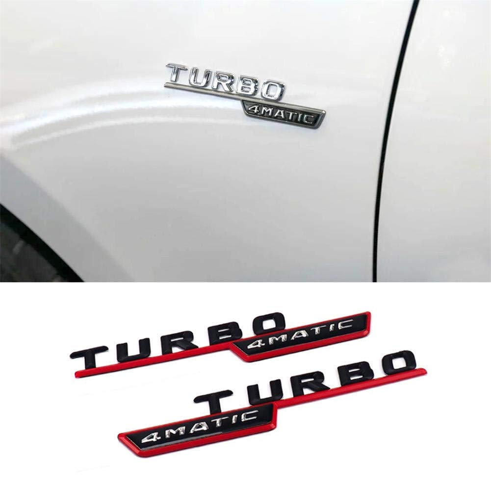 1Pair Turbo 4MATIC Emblem Logo Side Fender-Aufkleber Für Mercedes Benz AMG A180 W176 W169 A200 A250 A209 A45 W221 A160 GLE CLK,Red and black von YK ZAOOER