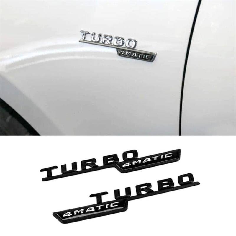 1Pair Turbo 4MATIC Emblem Logo Side Fender-Aufkleber Für Mercedes Benz AMG A180 W176 W169 A200 A250 A209 A45 W221 A160 GLE CLK,Schwarz von YK ZAOOER