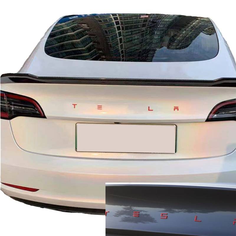 3D-Metall Auto-Hintere Endstück-Trunk-Emblem-Aufkleber-Abzeichen-Abziehbilder für Tesla Model S Modell 3 Modell X,Rot von YK ZAOOER