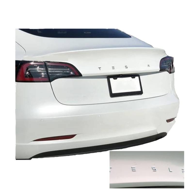 3D-Metall Auto-Hintere Endstück-Trunk-Emblem-Aufkleber-Abzeichen-Abziehbilder für Tesla Model S Modell 3 Modell X,Silber von YK ZAOOER