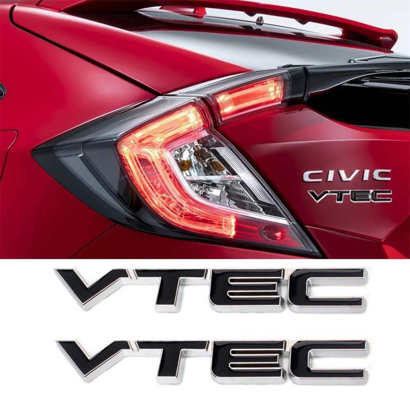 VTEC Emblem Auto-Heck-Trunk Badge Logo-Abziehbild-Aufkleber Für Honda Civic Metal City HR-V CR-Z FCX BRV Treiber Vezel,Schwarz von YK ZAOOER