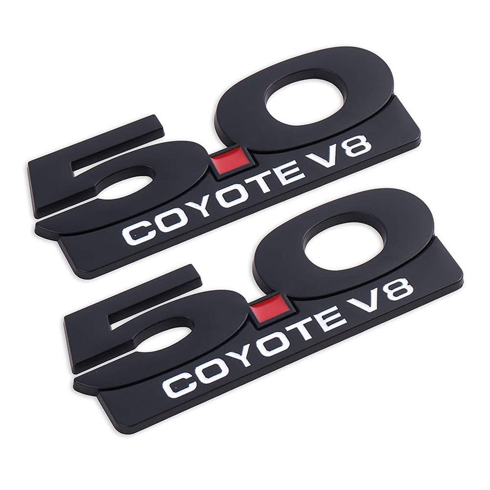 YK ZAOOER 2Pack 5.0 Coyote V8 3D-Emblem-Abziehbild-Aufkleber Ersatz Für Ford Mustang F150 F250 F350,Schwarz von YK ZAOOER
