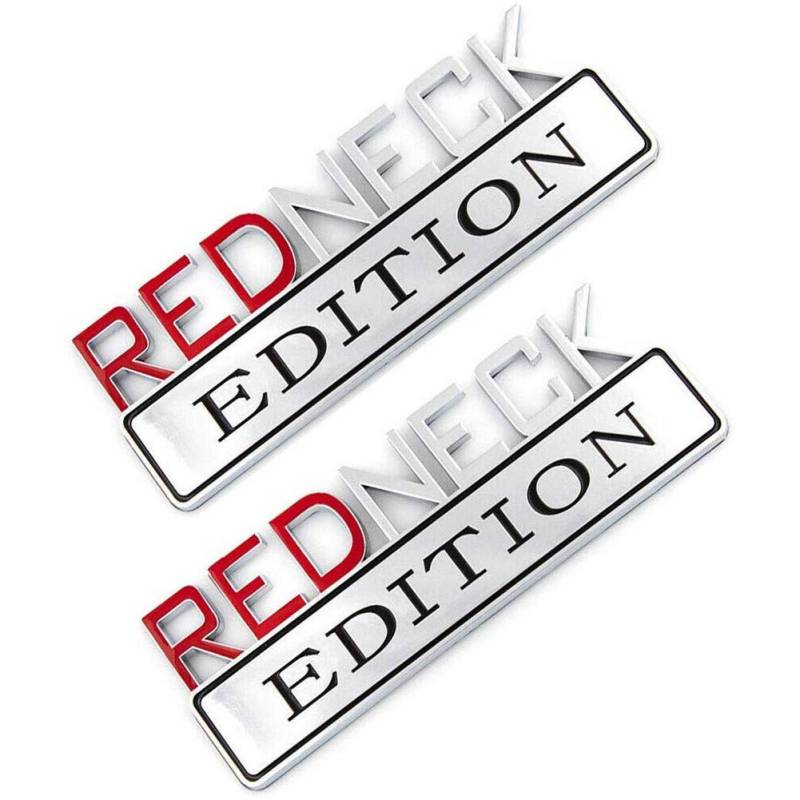 YK ZAOOER 2ST Redneck Edition Auto-Emblem-Chrom-Abzeichen-Aufkleber 3D Aufkleber Kompatibel mit Jeep F-150 F250 F350 Silverado RAM 1500 anpassbar,Silber von YK ZAOOER