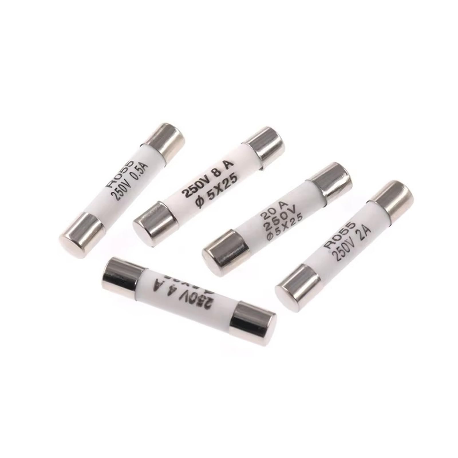 10PCS RO55 Flinke Keramiksicherung 5 * 25mm Sicherung 250V 0.5A 1A 2A 3A 4A 6A 8A 10A 15A 20A 25A 30A 5x25mm(0.5A (10Pcs)) von YKKYED