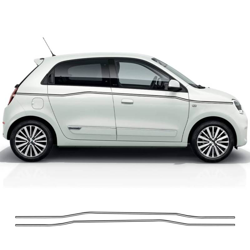 2Pcs Auto Seite Taille Aufkleber, für Renault Twingo 3 Racing Long Stripe Style Vinyl Film Decor Decals Auto Tuning Zubehör von YKLMGVAW