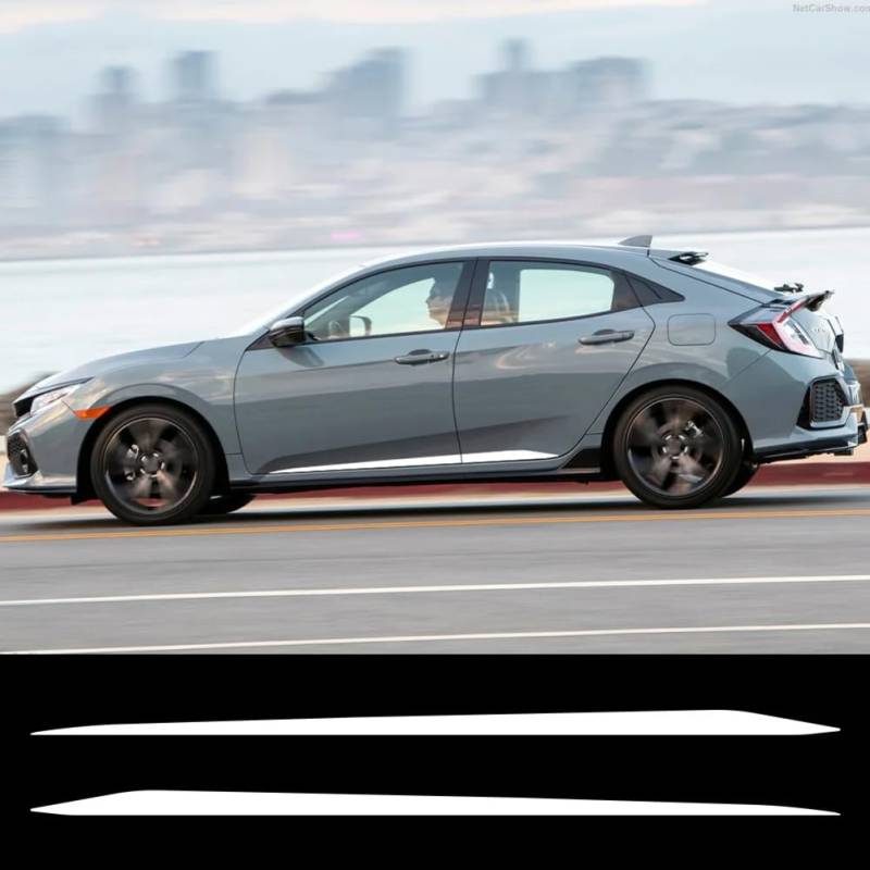 2Pcs Auto Seitentür Schürze Aufkleber, für Honda Civic FK7 FK8 SI FL5 Typ R Racing Stripe Style Vinyl Aufkleber Auto Tuning Zubehör von YKLMGVAW