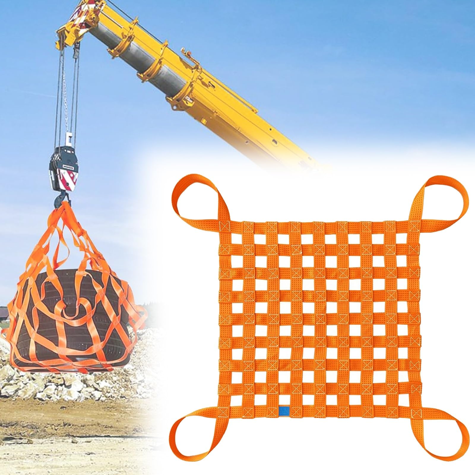 YKMYXZ， 6,6 × 6,6 ft reißfeste Flache Polyesterschlinge, 15 cm/5,9 Zoll Quadratmasche, ideal for Industrie, Maritime Anwendungen, Luftfahrt(Load 2000kg/4409lb) von YKMYXZ