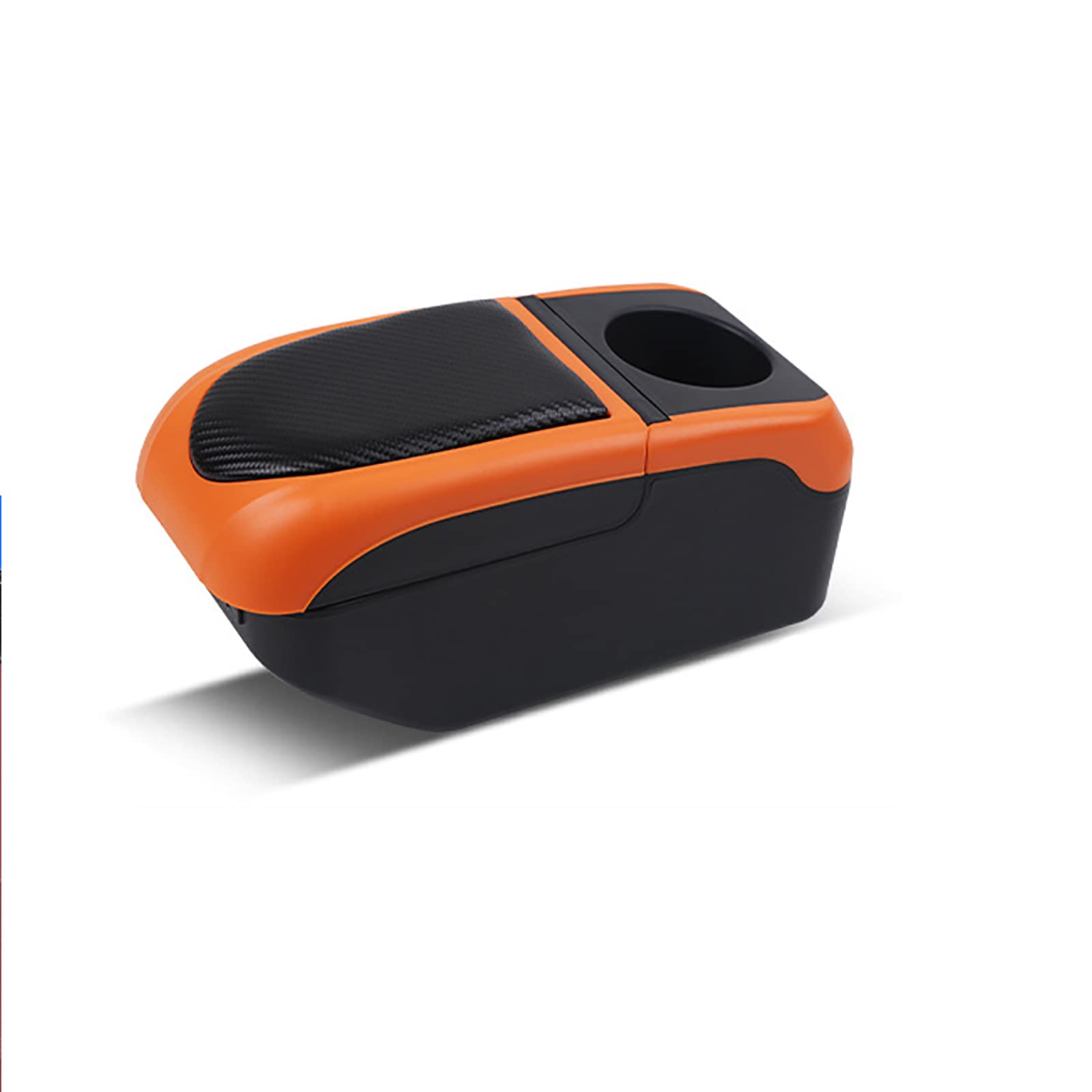 Auto Armlehnen Mittelkonsole für Suzuki Ignis Neue Kohlefaser Armauflage Doppelschicht Staufach Leder Aufbewahrungsbox mit 6 USB Handyhalter Aschenbecher Getränkehalter,Orange von YLOXFW