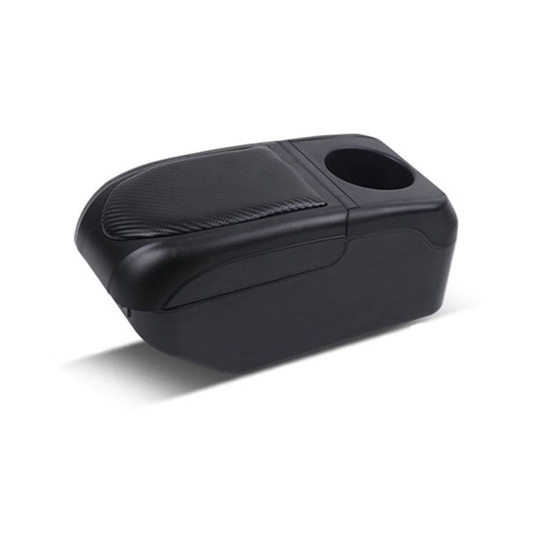 Auto Armlehnen Mittelkonsole für Suzuki Ignis Neue Kohlefaser Armauflage Doppelschicht Staufach Leder Aufbewahrungsbox mit 6 USB Handyhalter Aschenbecher Getränkehalter,Schwarz von YLOXFW