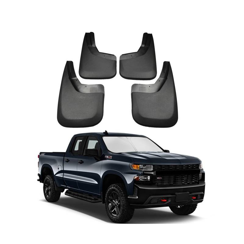 Auto Schmutzfänger Kotflugel für Silverado 2015-2018 Custom Vordere Hintere Spritzschutz Gümmi Kotflügelschutz Radabdeckungen Mud Guard Flaps,Senden 1 Autowaschtuch von YLOXFW