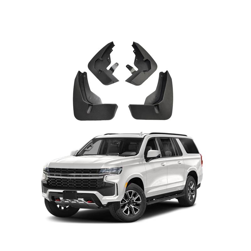 Fixed,Auto Schmutzfänger Kotflugel für Suburban/Tahoe 2021-2025 with running boards Custom Vordere Hintere Spritzschutz Gümmi Kotflügelschutz Radabdeckungen Mud Guard Flaps,Senden 1 Autowaschtuch von YLOXFW