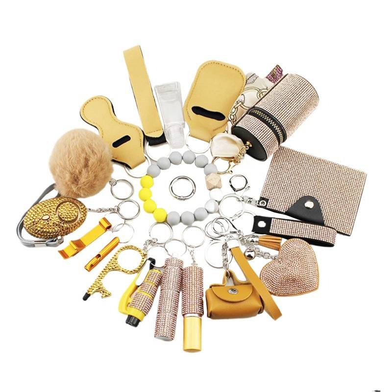 YLSHG Damen Sicherheits-Schlüsselanhänger-Set, Armband mit persönlichem Alarm, Pfeife und Pompon, Schwarz, Standard von YLSHG