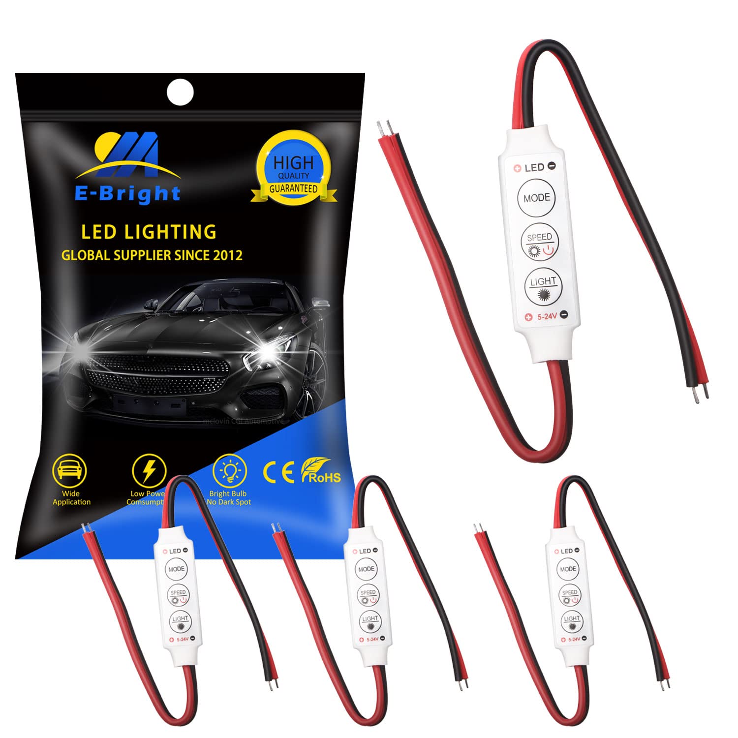 EverBright LED-Blinkmodul für Auto, Boot, Haushalt, LED-Streifen oder LED-Lampe, DC 12 V ~ 24 V, 4 Stück von YM E-Bright