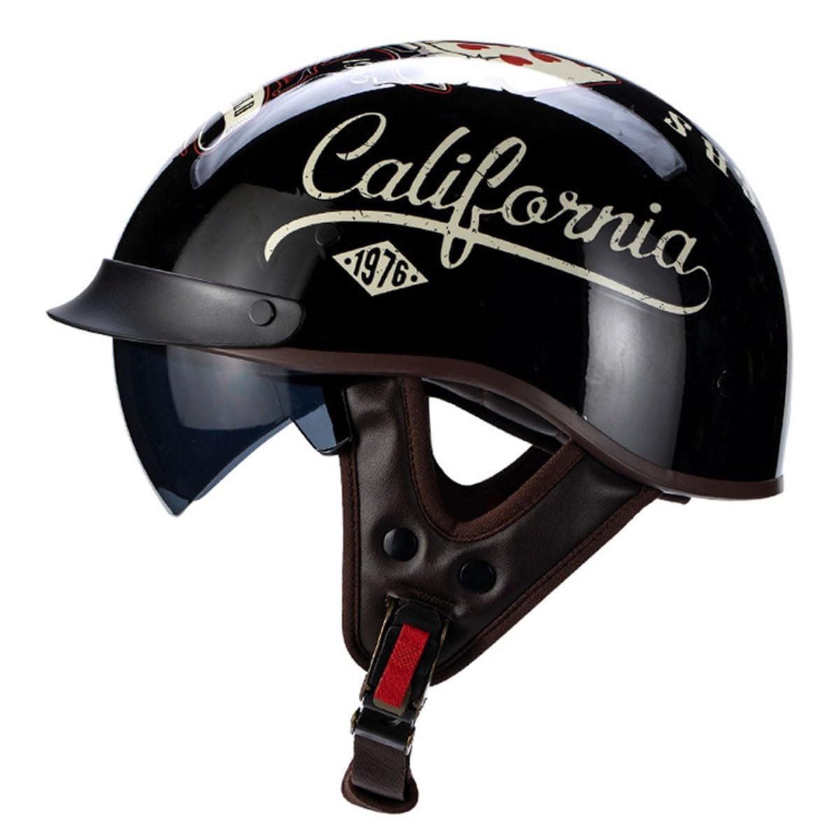 Halbschalenhelm Brain-Cap Halbschale Jet-Helm ECEDOT-Zulassung Roller-Helm Scooter-Helm Retro Half Helm mit Built-in Visier für Cruiser Chopper Biker Moped 11,M=57~58cm Halbschalenhelm Brain-Cap Halbschale Jet-Helm ECEDOT-Zulassung Roller-Helm Scooter-Helm Retro Half Helm mit Built-in Visier für Cruiser Chopper Biker Moped 11,M=57~58cm von YMCXZDP