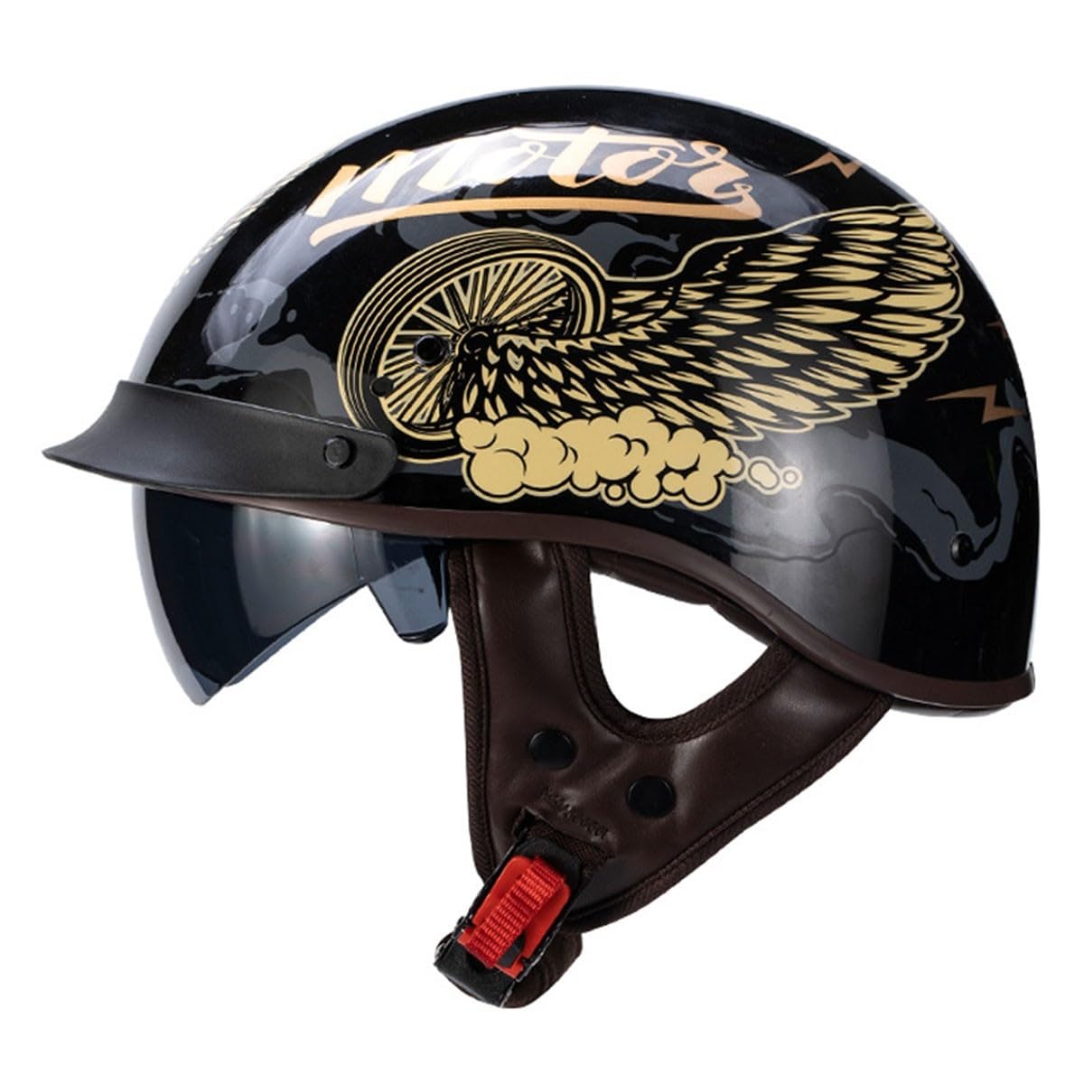 Halbschalenhelm Brain-Cap Halbschale Jet-Helm ECEDOT-Zulassung Roller-Helm Scooter-Helm Retro Half Helm mit Built-in Visier für Cruiser Chopper Biker Moped 6,M=57~58cm Halbschalenhelm Brain-Cap Halbschale Jet-Helm ECEDOT-Zulassung Roller-Helm Scooter-Helm Retro Half Helm mit Built-in Visier für Cruiser Chopper Biker Moped 6,M=57~58cm von YMCXZDP