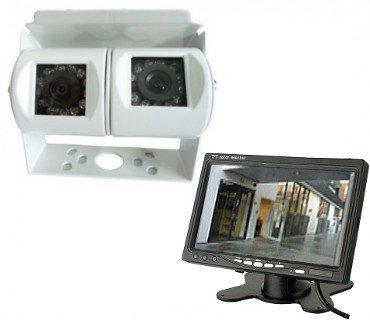 YMPA Rückfahrsystem Einparkhilfe Transporter Camper Wohnmobil Monitor 17,8 cm 7 inch Zoll Mit Dual Doppel Twin Rückfahrkamera weiß 10 Meter Kabel Farbe IR Nachtsicht 2fach von YMPA New Media Dimensions