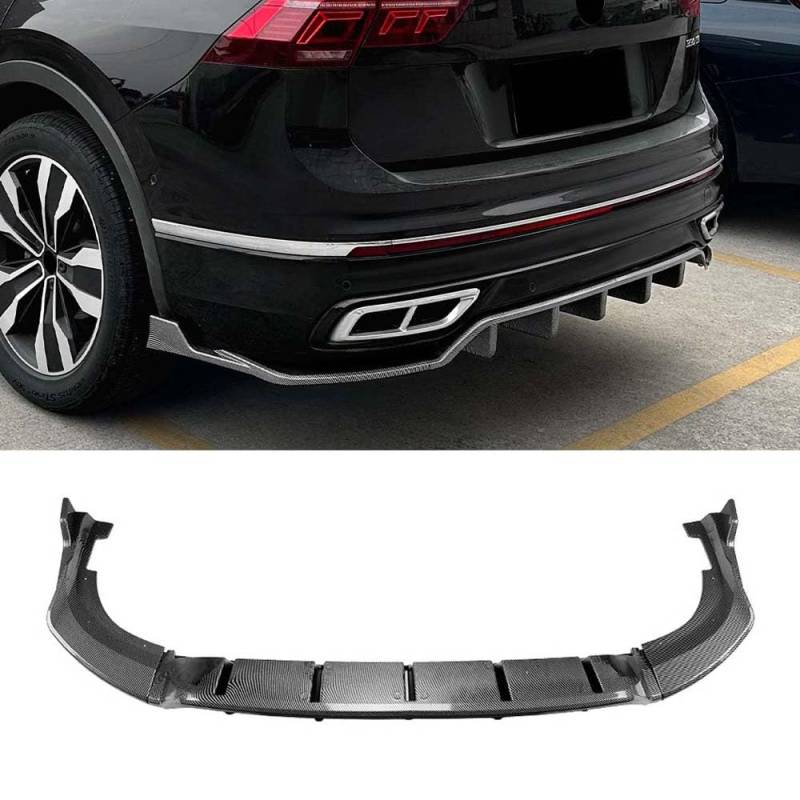Auto Heckstoßstange Lippe Diffusor Spoiler Splitter für VW Tiguan MK2 Rline 2021 2022 2023 Karosserie Styling Exterieur Zubehör,Carbon Fiber Look von YMXFKY