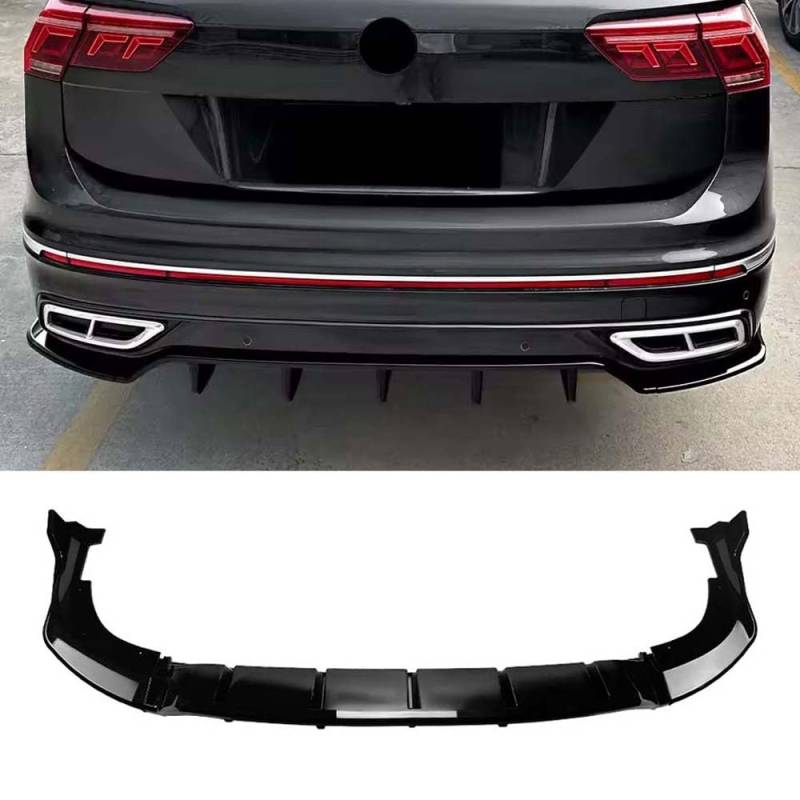 Auto Heckstoßstange Lippe Diffusor Spoiler Splitter für VW Tiguan MK2 Rline 2021 2022 2023 Karosserie Styling Exterieur Zubehör,Glossy Black von YMXFKY