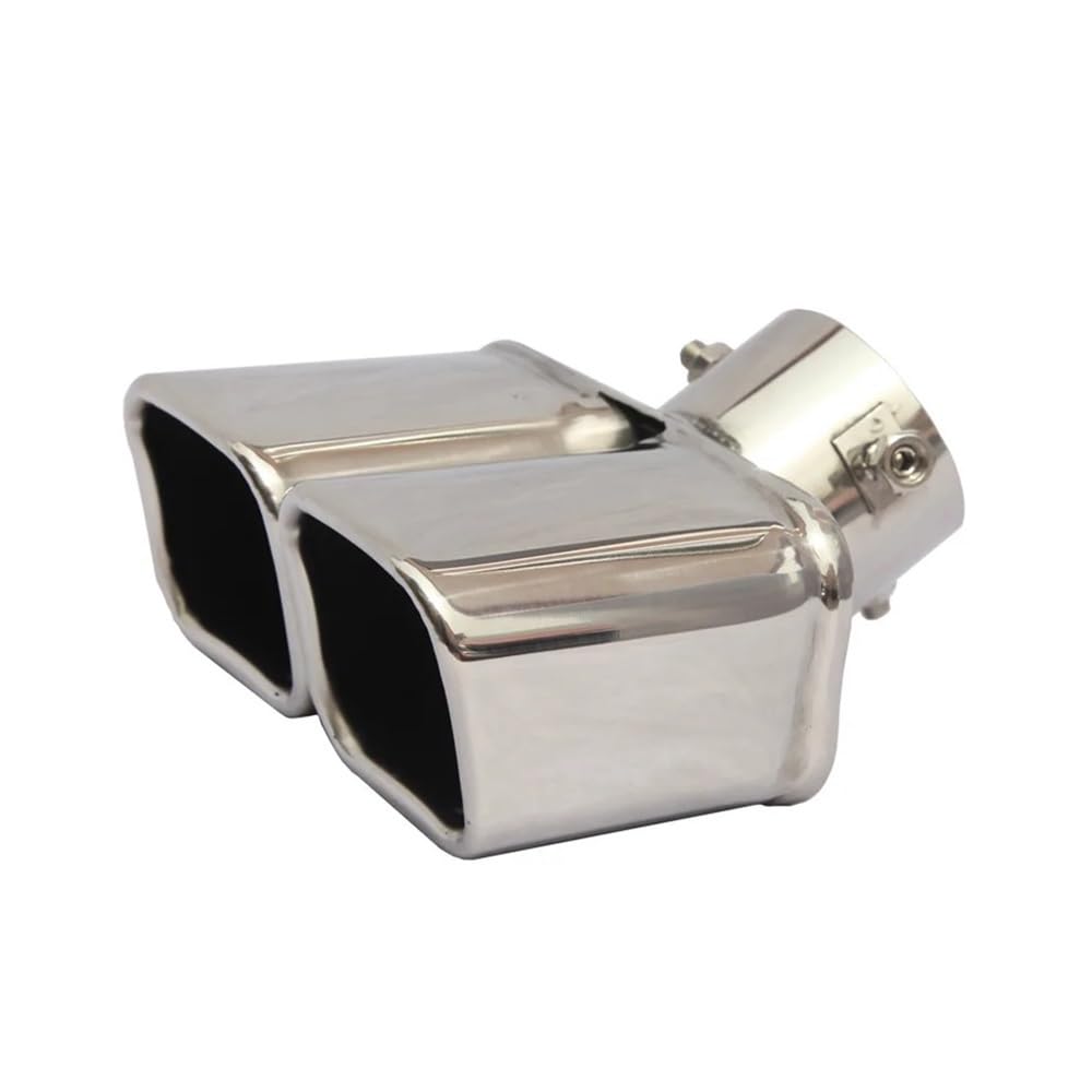 Motorrad Auspuff Schalldämpfer 76 Mm Universal-Schalldämpfer Mit Zwei Auslässen, Auspuffspitze Aus Edelstahl, Schräg Gerolltes Mittelteil, Verbindungsrohr Motorrad Auspuff Schalldämpfer 76 Mm Universal-Schalldämpfer Mit Zwei Auslässen, Auspuffspitze Aus Edelstahl, Schräg Gerolltes Mittelteil, Verbindungsrohr von YNGHWU