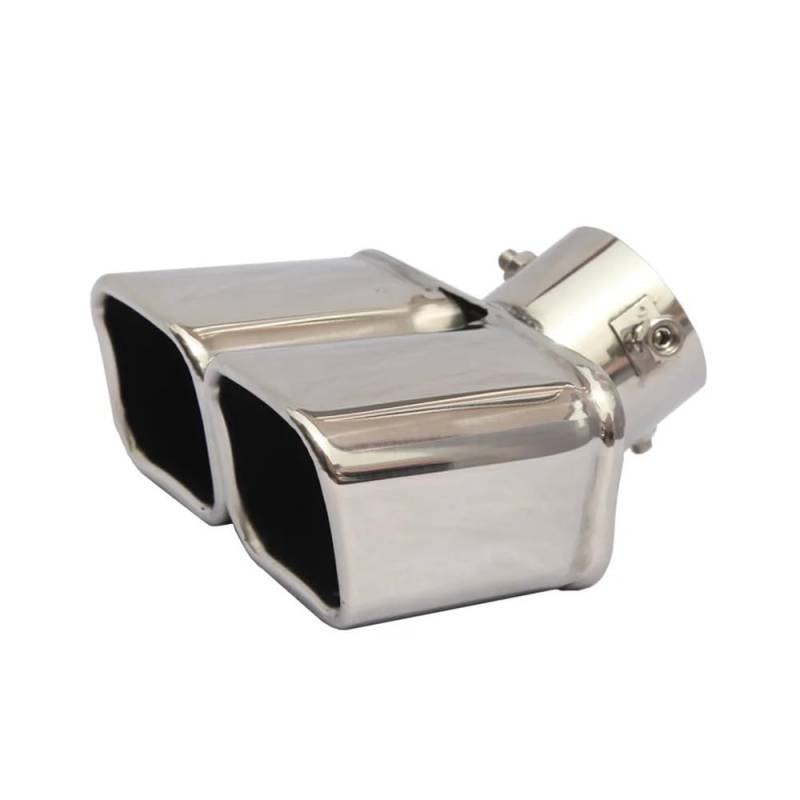 Motorrad Auspuff Schalldämpfer 76 Mm Universal-Schalldämpfer Mit Zwei Auslässen, Auspuffspitze Aus Edelstahl, Schräg Gerolltes Mittelteil, Verbindungsrohr von YNGHWU