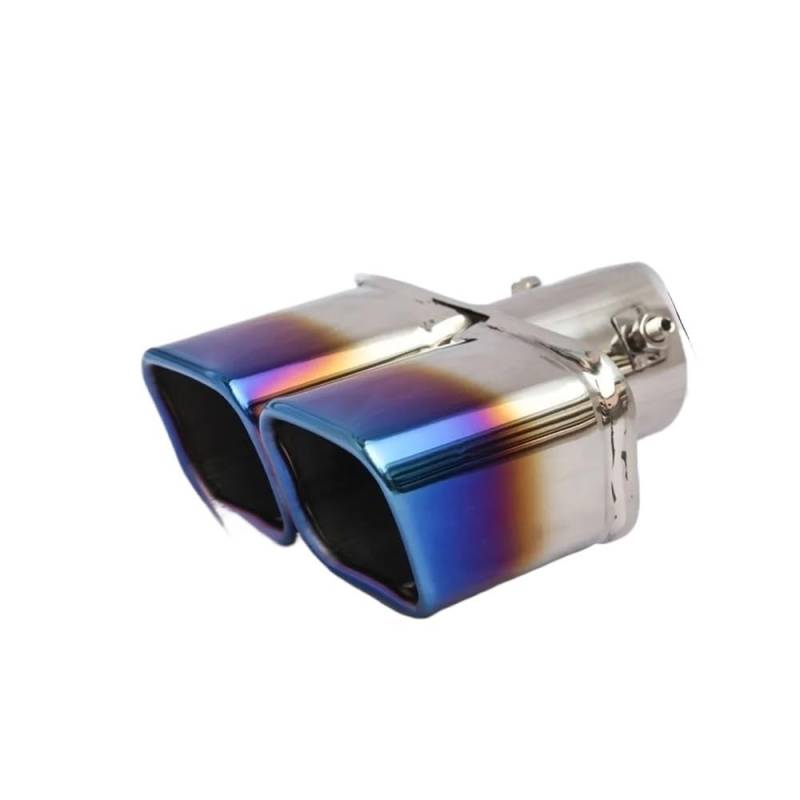 Motorrad Auspuff Schalldämpfer 76 Mm Universal-Schalldämpfer Mit Zwei Auslässen, Auspuffspitze Aus Edelstahl, Schräg Gerolltes Mittelteil, Verbindungsrohr von YNGHWU