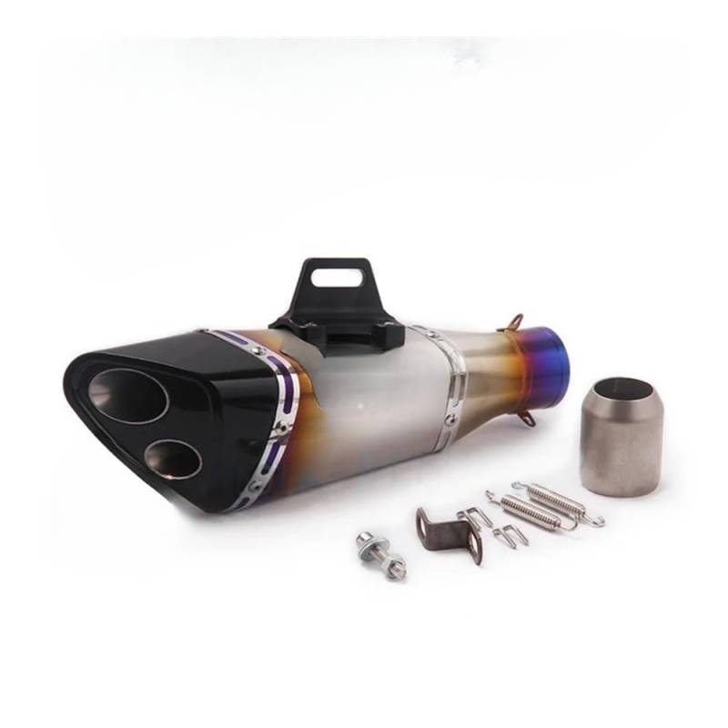 Motorrad Auspuff Schalldämpfer Universal Motorrad Auspuff 51mm Schalldämpfer Doppel Loch Schalldämpfer Schallwand Für Z900 MT 07 CB650F NC700 RC390 R15 von YNGHWU