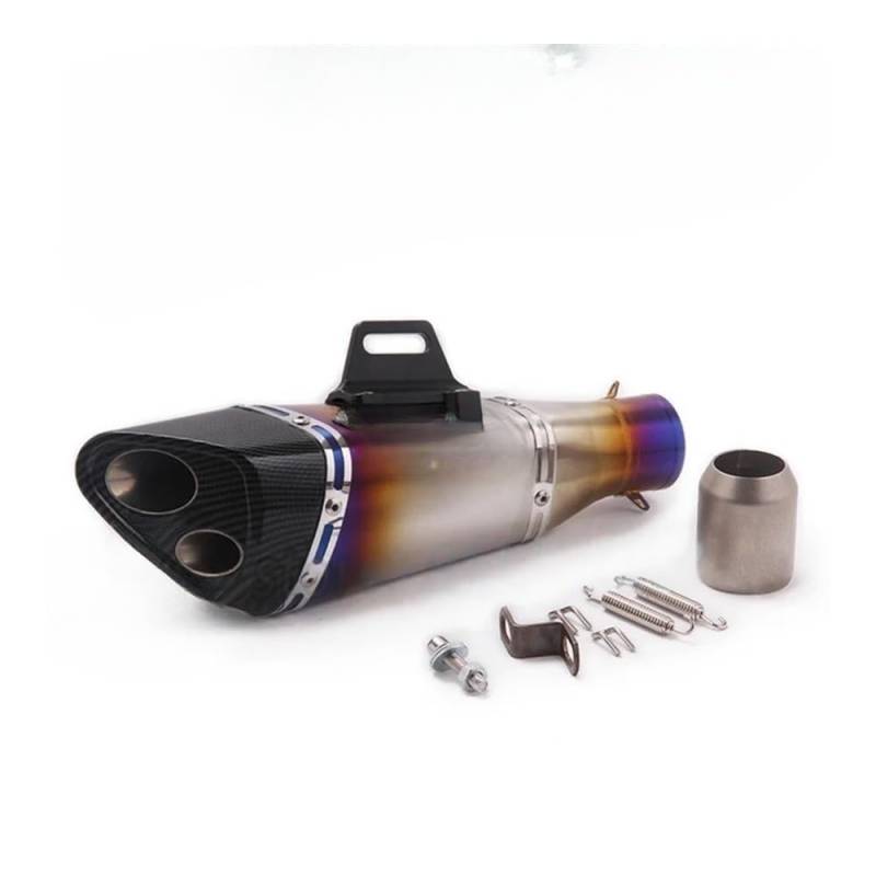 Motorrad Auspuff Schalldämpfer Universal Motorrad Auspuff 51mm Schalldämpfer Doppel Loch Schalldämpfer Schallwand Für Z900 MT 07 CB650F NC700 RC390 R15 von YNGHWU