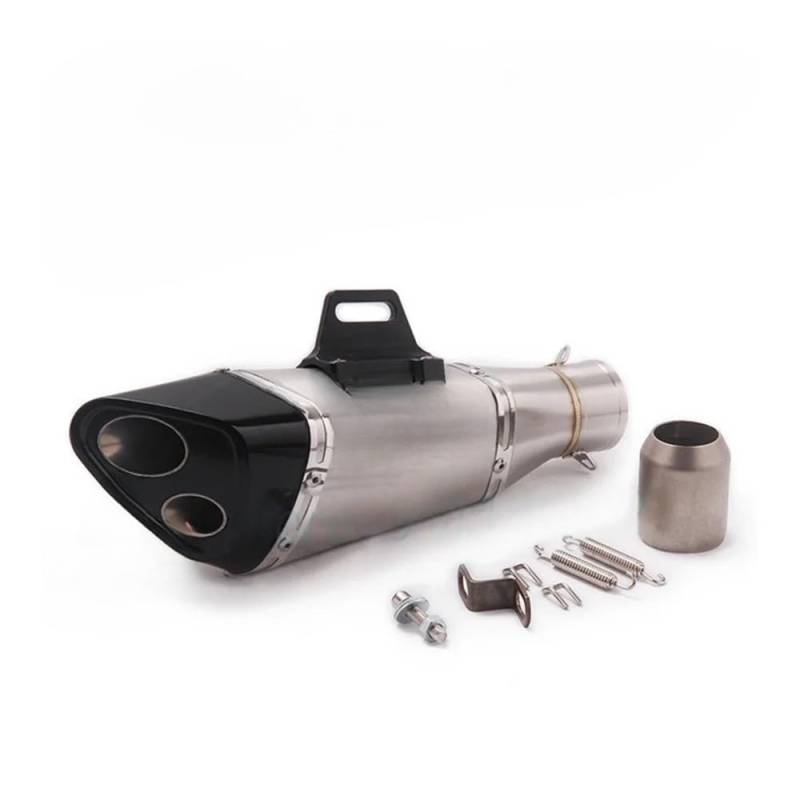 Motorrad Auspuff Schalldämpfer Universal Motorrad Auspuff 51mm Schalldämpfer Doppel Loch Schalldämpfer Schallwand Für Z900 MT 07 CB650F NC700 RC390 R15 von YNGHWU