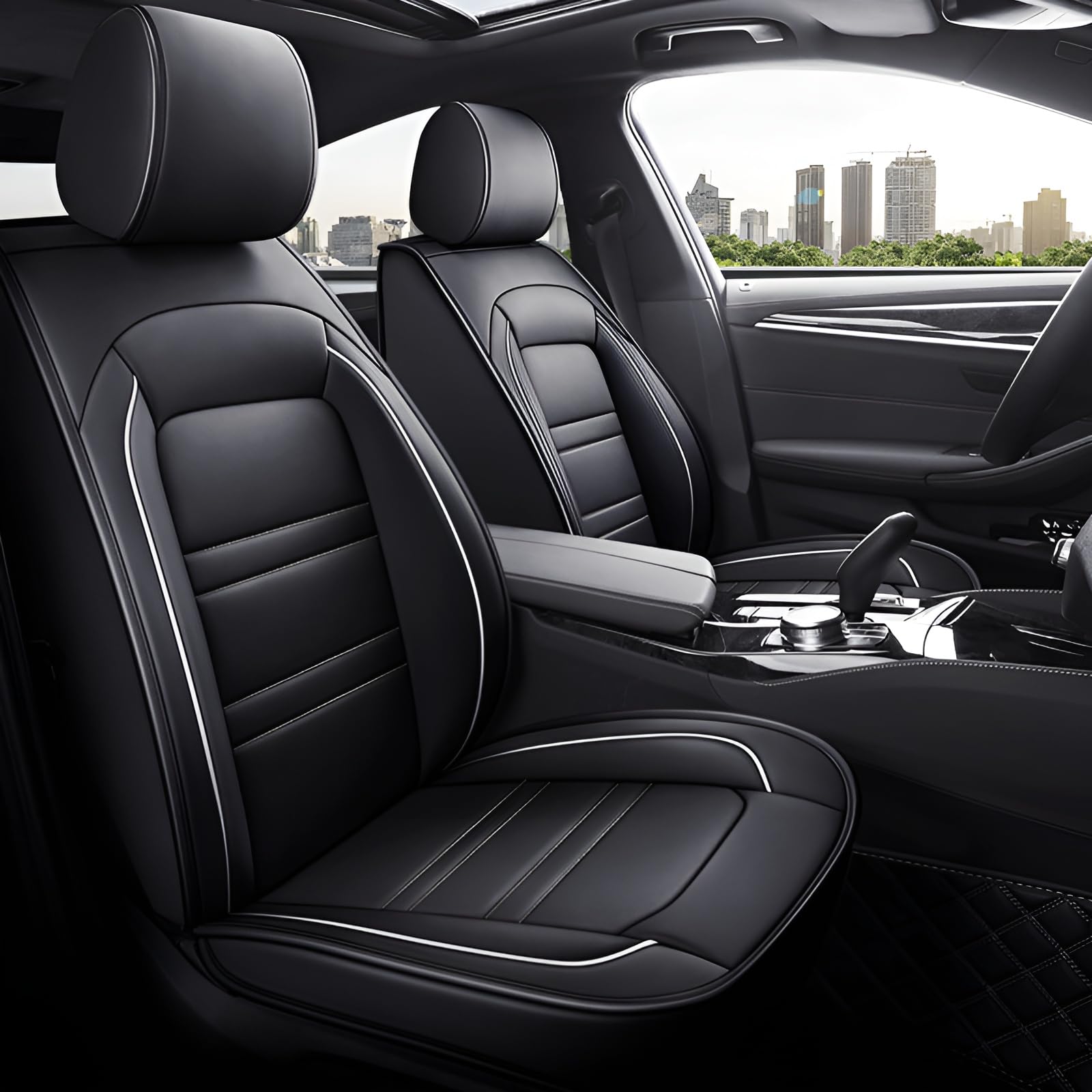 YNNBJX Auto Leder Sitzbezüge Sets Für VW Polo VI Golf VIII 2020-2025, 9 Stück Allwetter Wasserdicht Atmungsaktiv 5 Sitzer Schonbezüge Sitzschoner,Blackwhite YNNBJX Auto Leder Sitzbezüge Sets Für VW Polo VI Golf VIII 2020-2025, 9 Stück Allwetter Wasserdicht Atmungsaktiv 5 Sitzer Schonbezüge Sitzschoner,Blackwhite von YNNBJX
