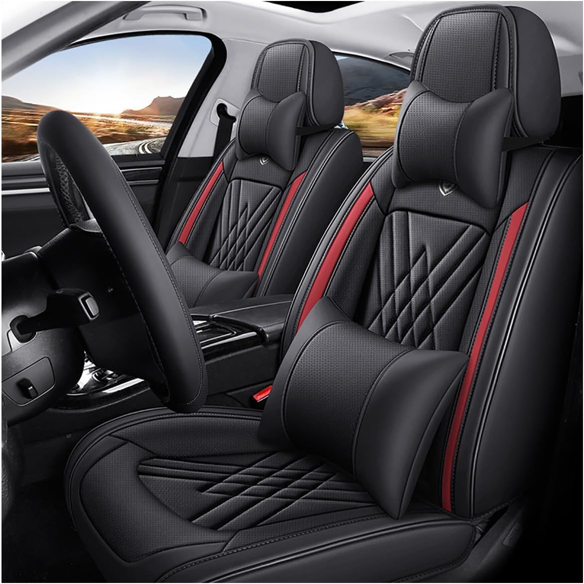 YNNBJX Full Set Auto Sitzbezüge Für Mercedes-Benz M-Class ML 350 W164 ML 420 W164 ML 550 W164 ML 280 W164, Leder Bequem Atmungsaktiv Wasserdichter Sitzschoner Mit Lenkradbezug,C YNNBJX Full Set Auto Sitzbezüge Für Mercedes-Benz M-Class ML 350 W164 ML 420 W164 ML 550 W164 ML 280 W164, Leder Bequem Atmungsaktiv Wasserdichter Sitzschoner Mit Lenkradbezug,C von YNNBJX