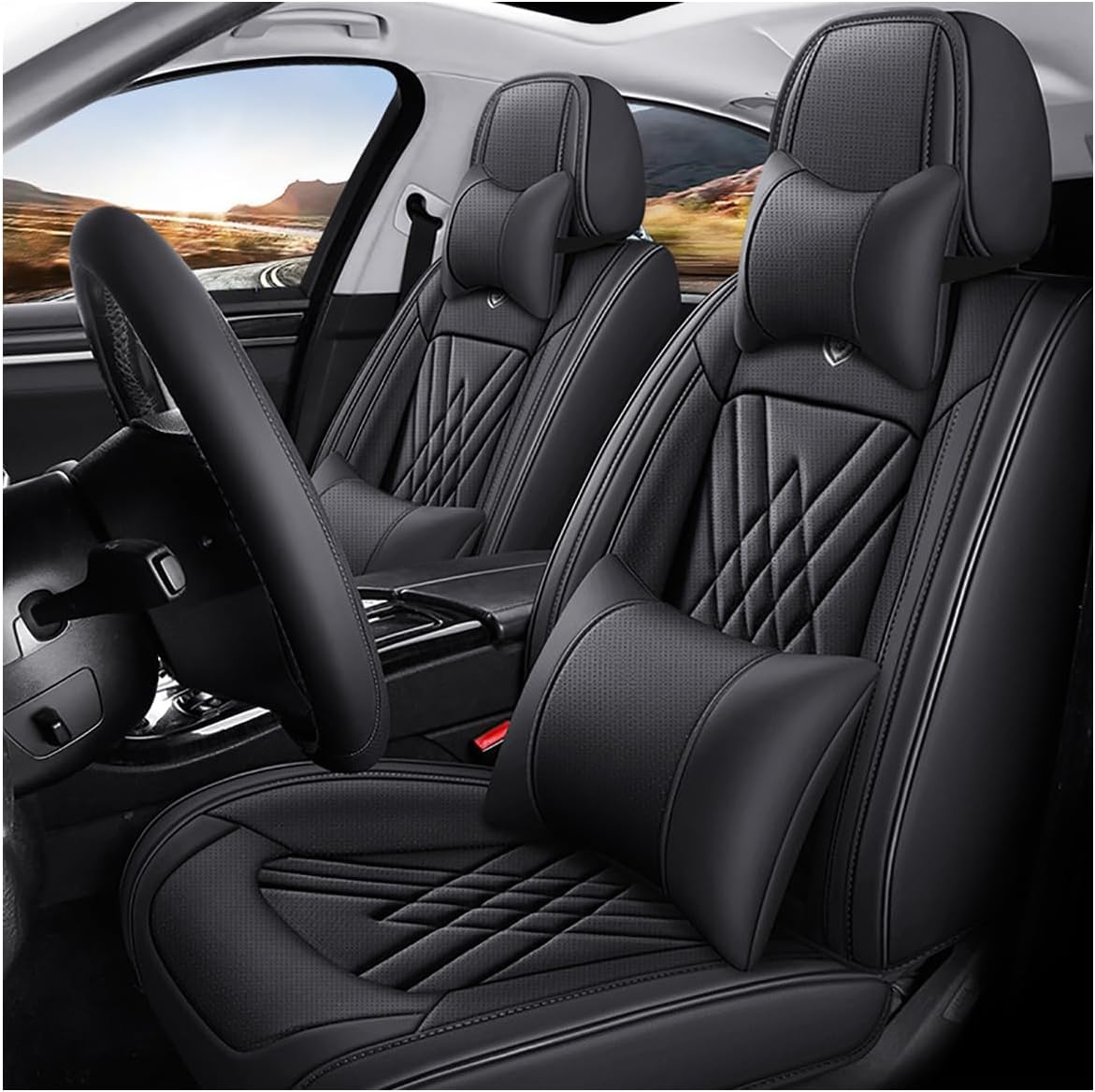 YNNBJX Full Set Auto Sitzbezüge Für Mercedes-Benz M-Class ML 350 W164 ML 420 W164 ML 550 W164 ML 280 W164, Leder Bequem Atmungsaktiv Wasserdichter Sitzschoner Mit Lenkradbezug,E YNNBJX Full Set Auto Sitzbezüge Für Mercedes-Benz M-Class ML 350 W164 ML 420 W164 ML 550 W164 ML 280 W164, Leder Bequem Atmungsaktiv Wasserdichter Sitzschoner Mit Lenkradbezug,E von YNNBJX