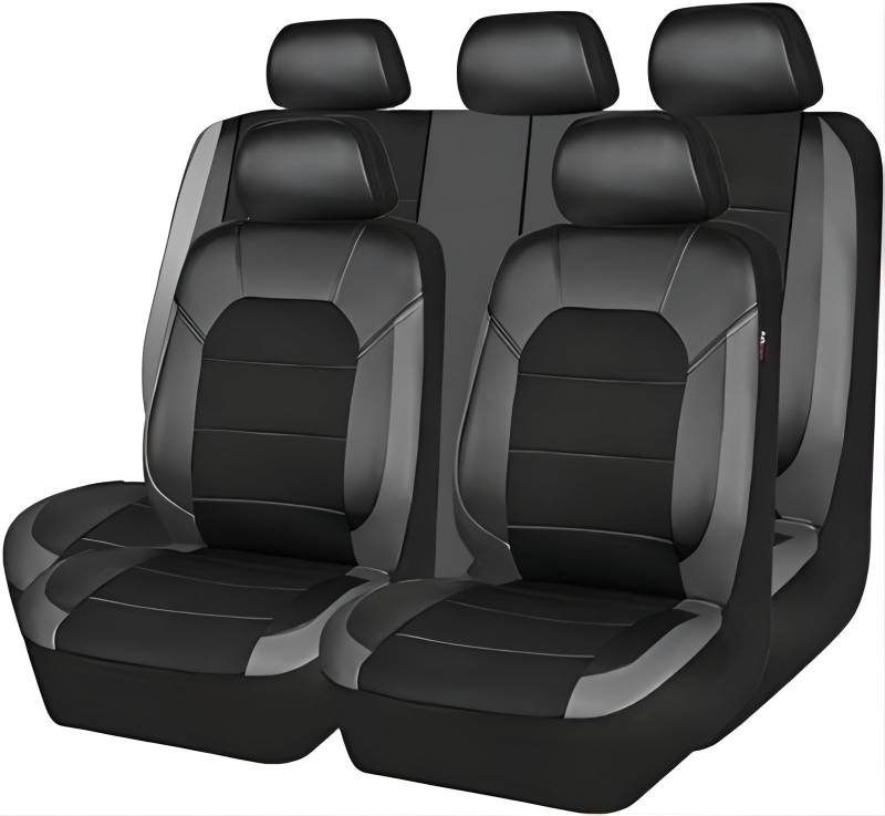 YNNBJX Leder Auto Sitzbezüge für Renault Clio V 2019-2023, Wasserdichtes VerschleißFest Leder Auto Sitzschutz Sitzbezug Schonbezüge Sets,A/Grey von YNNBJX