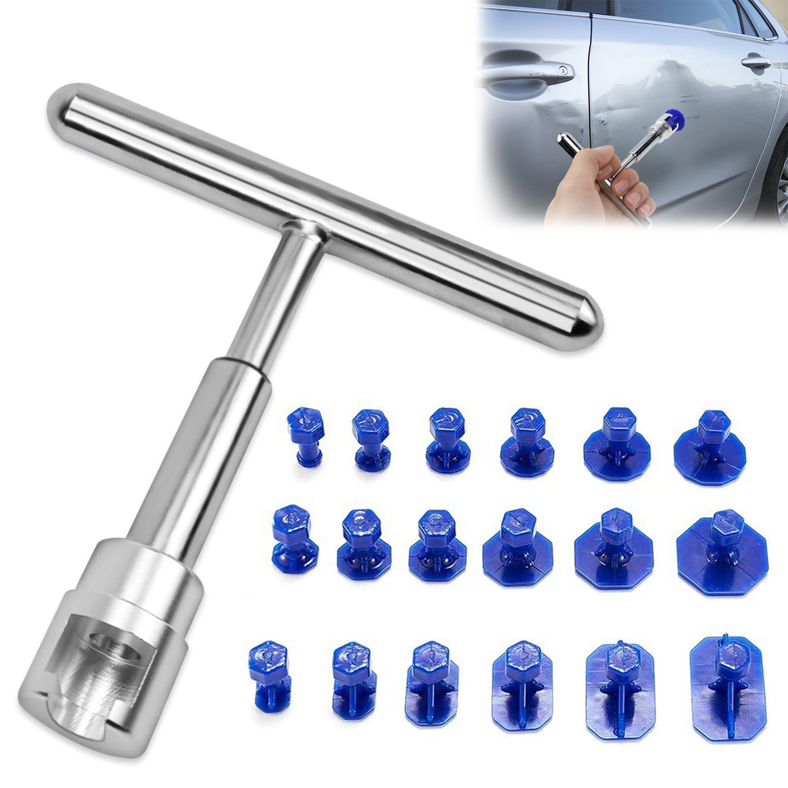 YNOYMO Dellen Reparaturset Auto Werkzeug Ausbeulwerkzeug Karosserie Beulenzieher Auto Dellen Rausziehen T Bar Puller mit 18 Stück Saugnapf Dellenzieher Lackfreies Beulen Reparatur Autowerkzeug Set YNOYMO Dellen Reparaturset Auto Werkzeug Ausbeulwerkzeug Karosserie Beulenzieher Auto Dellen Rausziehen T Bar Puller mit 18 Stück Saugnapf Dellenzieher Lackfreies Beulen Reparatur Autowerkzeug Set von YNOYMO