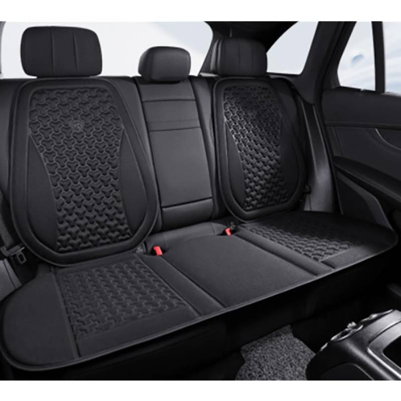 YNQP Autositzbezug Sommer 3D Atmungsaktives Eisseide Autositzkissen Konvexes Design, für Hyundai loniq Plug-in Hybrid 2000-2025 Autozubehör,Black-Back SetX1 von YNQP