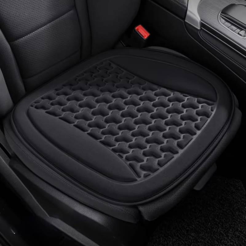 YNQP Autositzbezug Sommer 3D Atmungsaktives Eisseide Autositzkissen Konvexes Design, für Hyundai loniq Plug-in Hybrid 2000-2025 Autozubehör,Black-Front Padx1 von YNQP