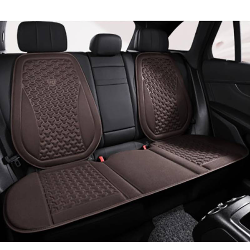 YNQP Autositzbezug Sommer 3D Atmungsaktives Eisseide Autositzkissen Konvexes Design, für Hyundai loniq Plug-in Hybrid 2000-2025 Autozubehör,Brown-Back SetX1 von YNQP