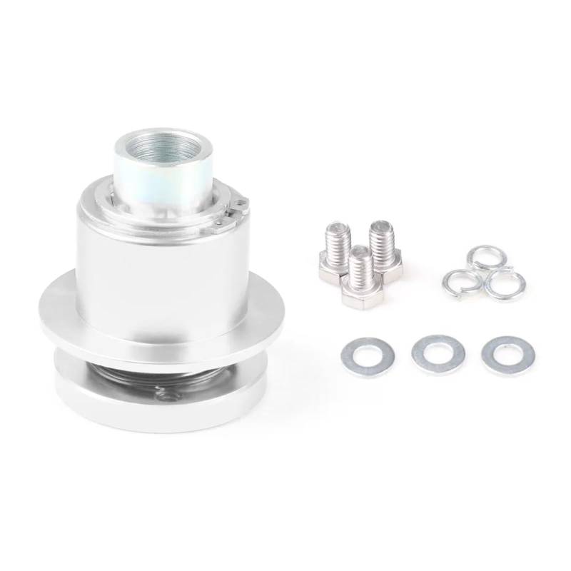 Lenkradnaben,Lenkradnaben Adapter Universal Aluminium Legierung 360 Grad Auto Lenkrad Quick Release Trennen Hub Adapter Auto Lenkrad Snap Off(Silver) von YNZUNMY