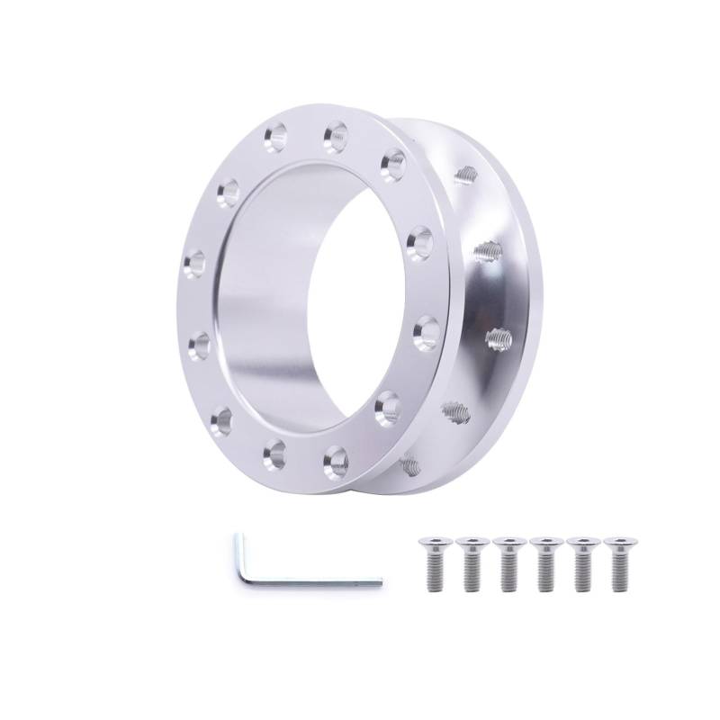 Lenkradnaben,Lenkradnaben Adapter Universal Auto Tuning Sport Lenkrad Spacer Adapter 30mm 50mm CNC Aluminium Passt for Racing Car Hub Boss Kit(30MM-Silver) von YNZUNMY