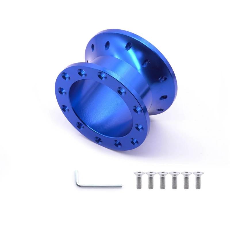 Lenkradnaben,Lenkradnaben Adapter Universal Auto Tuning Sport Lenkrad Spacer Adapter 30mm 50mm CNC Aluminium Passt for Racing Car Hub Boss Kit(50MM-Blue) von YNZUNMY