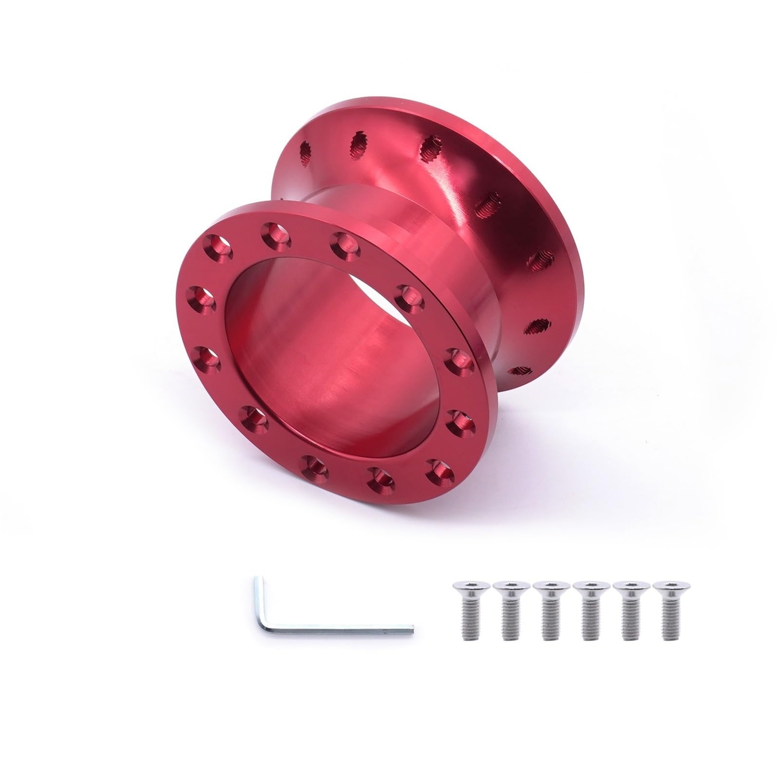 Lenkradnaben,Lenkradnaben Adapter Universal Auto Tuning Sport Lenkrad Spacer Adapter 30mm 50mm CNC Aluminium Passt for Racing Car Hub Boss Kit(50MM-Red) von YNZUNMY