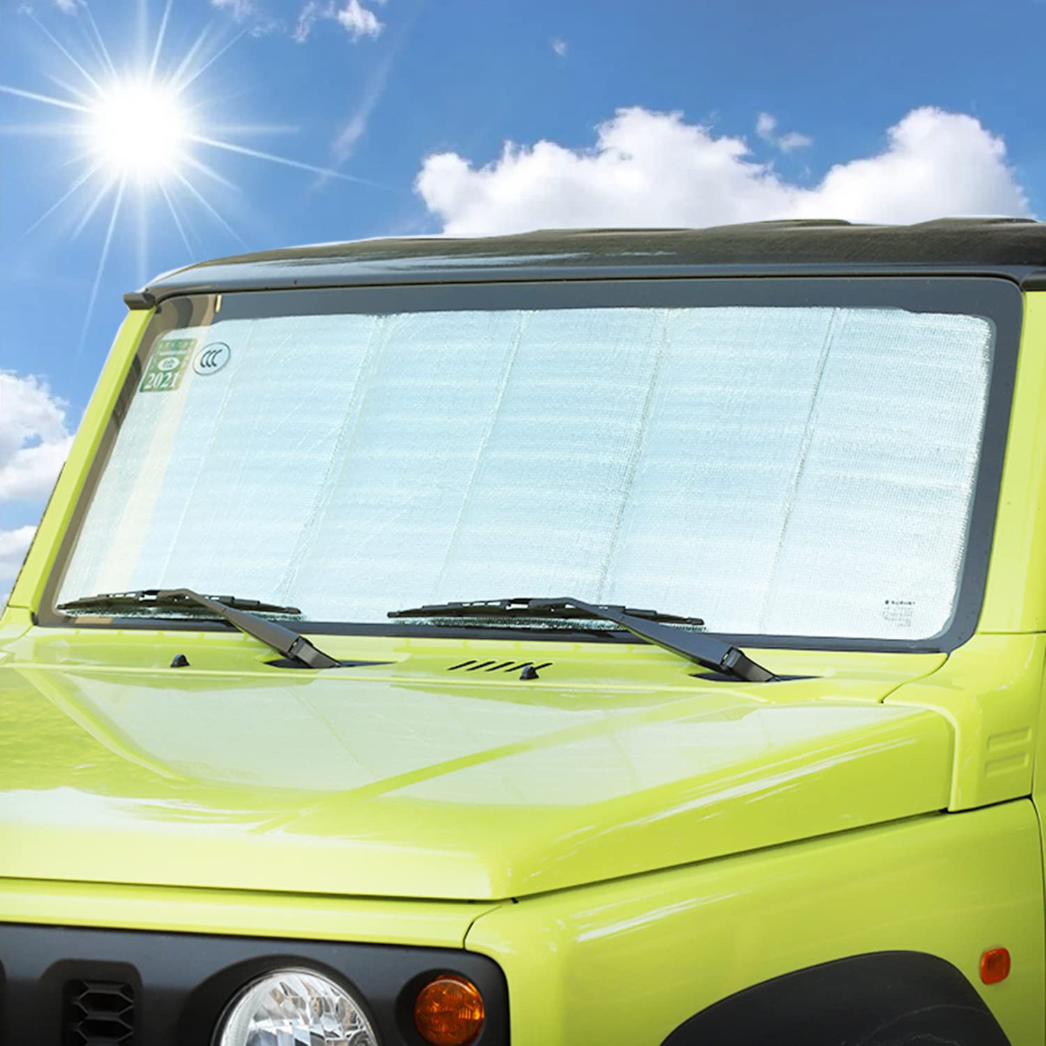 Dicker Windschutzscheiben-Sonnenschutz für Suzuki Jimny JB64 JB74W 2019 2020 2021 2022 2023, UV-reflektierender, Faltbarer Frontscheiben-Sonnenschutz Dicker Windschutzscheiben-Sonnenschutz für Suzuki Jimny JB64 JB74W 2019 2020 2021 2022 2023, UV-reflektierender, Faltbarer Frontscheiben-Sonnenschutz von YOCTM