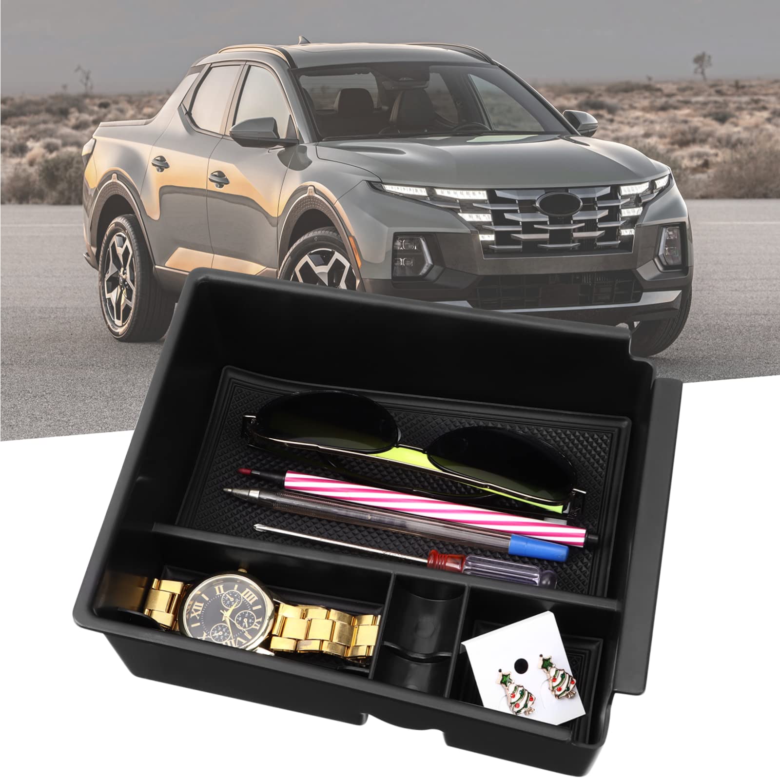 YOFAPA Organizer-Ablage für die Mittelkonsole, 5-Fächer-Aufbewahrungsbox für die Armlehne mit Rutschfesten Gummimatten, Kompatibel mit Hyundai Santa Cruz 2022 2023 YOFAPA Organizer-Ablage für die Mittelkonsole, 5-Fächer-Aufbewahrungsbox für die Armlehne mit Rutschfesten Gummimatten, Kompatibel mit Hyundai Santa Cruz 2022 2023 von YOFAPA