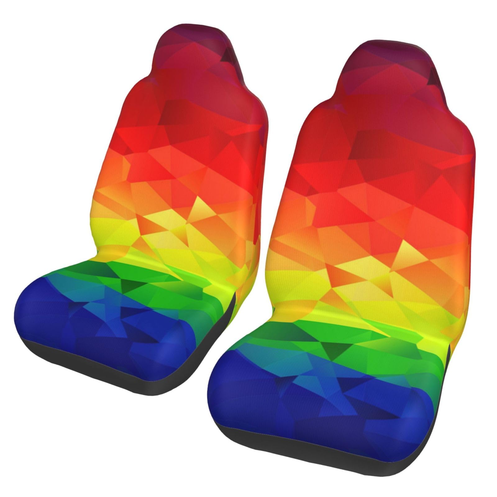 YOFIEN Bunte Regenbogenkrawatte, 2-teilige Autositzbezüge, universeller Anti-Rutsch-Sitzschutz für Vordersitze von YOFIEN