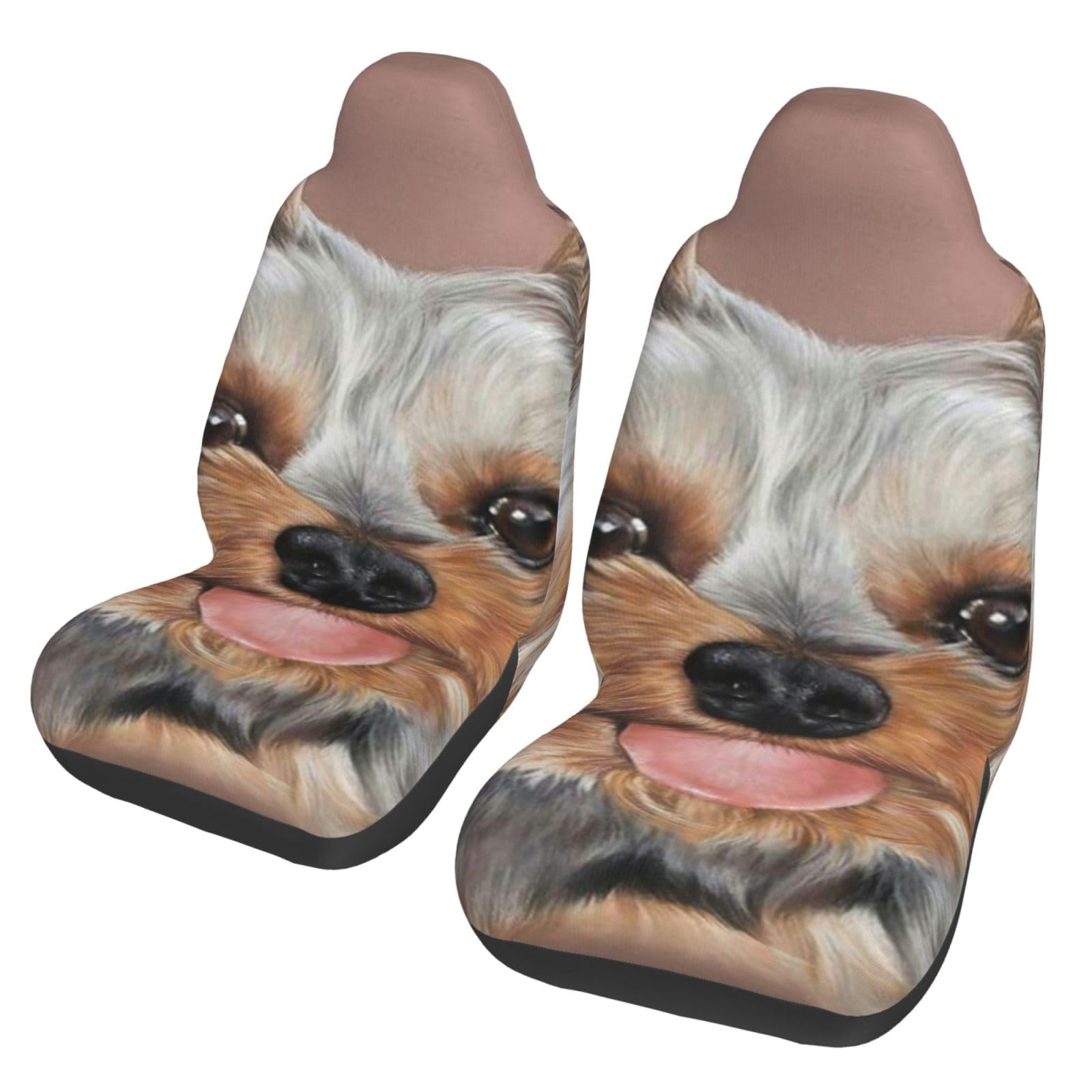 YOFIEN Hund, süßer Yorkshire-Terrier, Teetasse, 2-teilige Autositzbezüge, universeller Anti-Rutsch-Sitzschutz für Vordersitze von YOFIEN