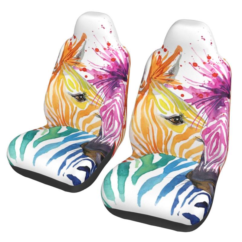 YOFIEN Niedlicher Zebra-Wildtier-Druck, 2-teilige Autositzbezüge, universeller Anti-Rutsch-Sitzschutz für Vordersitze von YOFIEN